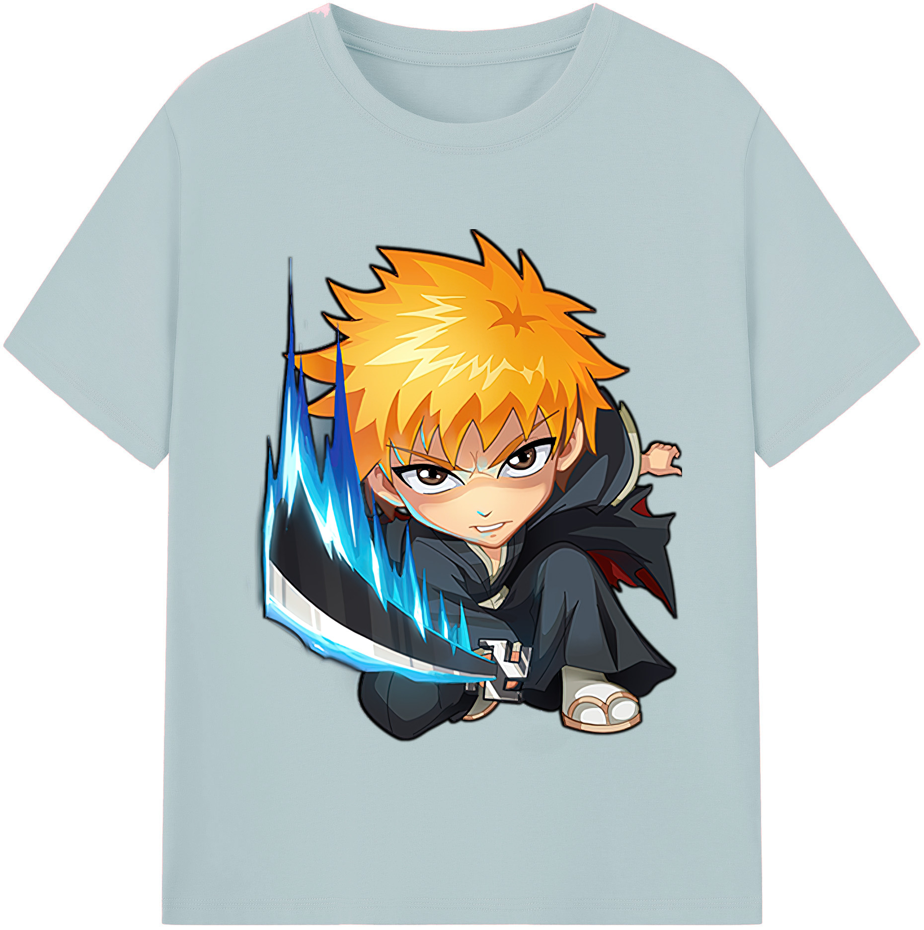 （画像用） ブリーチ 黒崎一護（くろさき いちご）BLEACH Kurosaki Ichigo 綿100％半袖Tシャツ（フロントプリント）